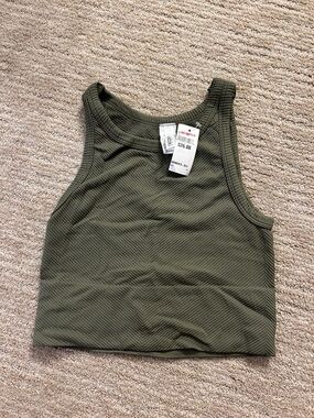 Nikibiki Olive Ribbed Cropped Tank